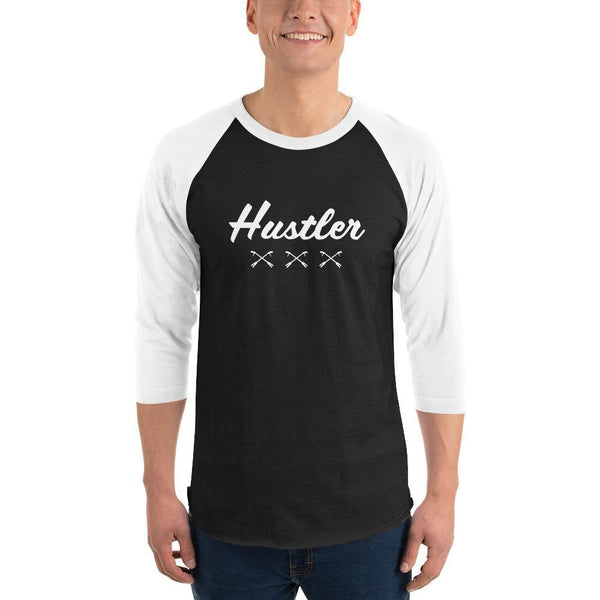 2 In 2 Out Apparel Black/White / XS "HUSTLER XXX" 3/4 sleeve raglan shirt