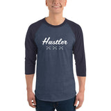 2 In 2 Out Apparel Heather Denim/Navy / XS "HUSTLER XXX" 3/4 sleeve raglan shirt