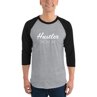 2 In 2 Out Apparel Heather Grey/Black / XS "HUSTLER XXX" 3/4 sleeve raglan shirt