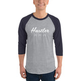 2 In 2 Out Apparel Heather Grey/Navy / XS "HUSTLER XXX" 3/4 sleeve raglan shirt