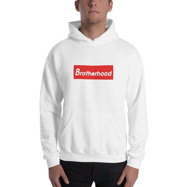 2 In 2 Out Apparel White / S "BROTHERHOOD" Hooded Sweatshirt